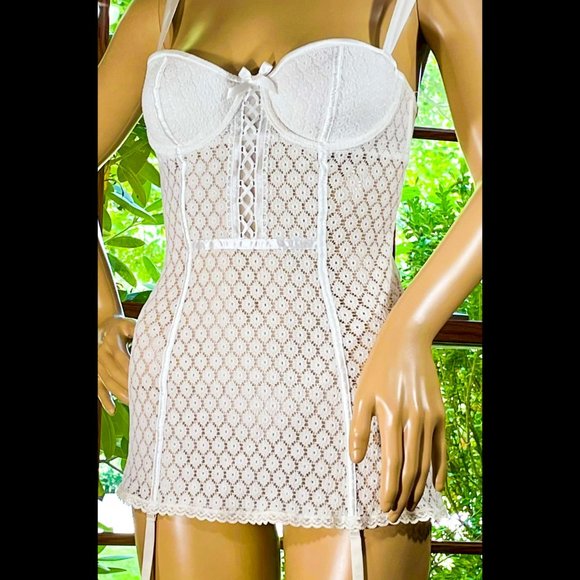 ▪️VICTORIA'S SECRET▪️'I Do' Eyelet Satin Lace Sheer Pin-Up Bridal Bustier Corset - Picture 3 of 10